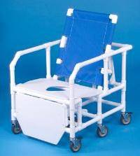 IPU Commode / Shower Chair ipuÂ® Fixed Arms PVC Frame Reclining Backrest 28 Inch Seat Width 650 lbs. Weight Capacity